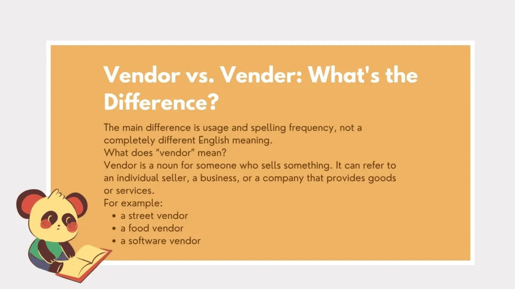 vender or vendor