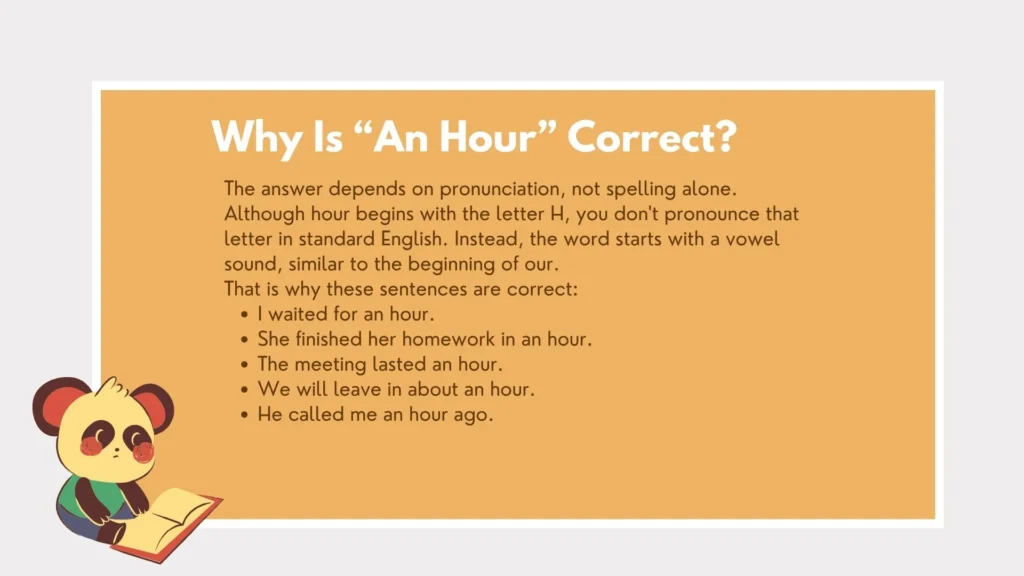 a hour or an hour