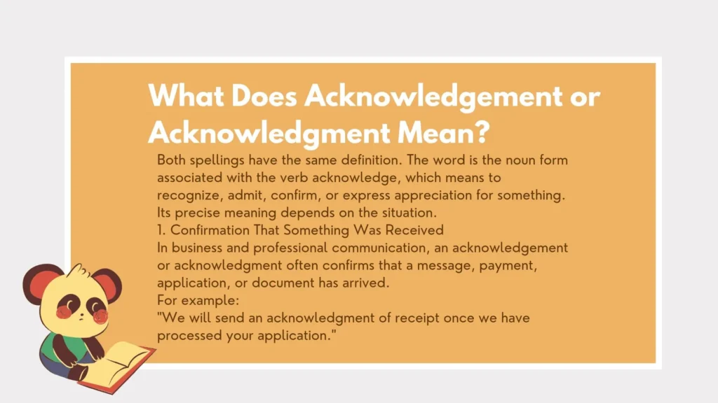 acknowledgement or acknowledgment