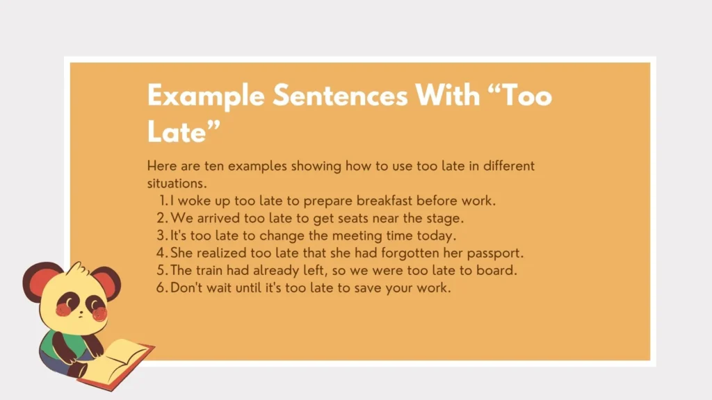 to late or too late